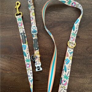NWOT Frenchie Bulldog Summer Vibes Dog Leash and Collar Set